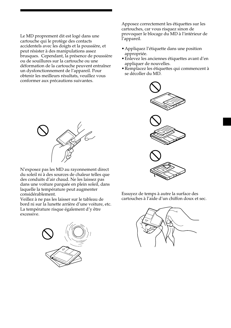 3remarques sur les minidisques | Sony MDX-CA580 User Manual | Page 63 / 152
