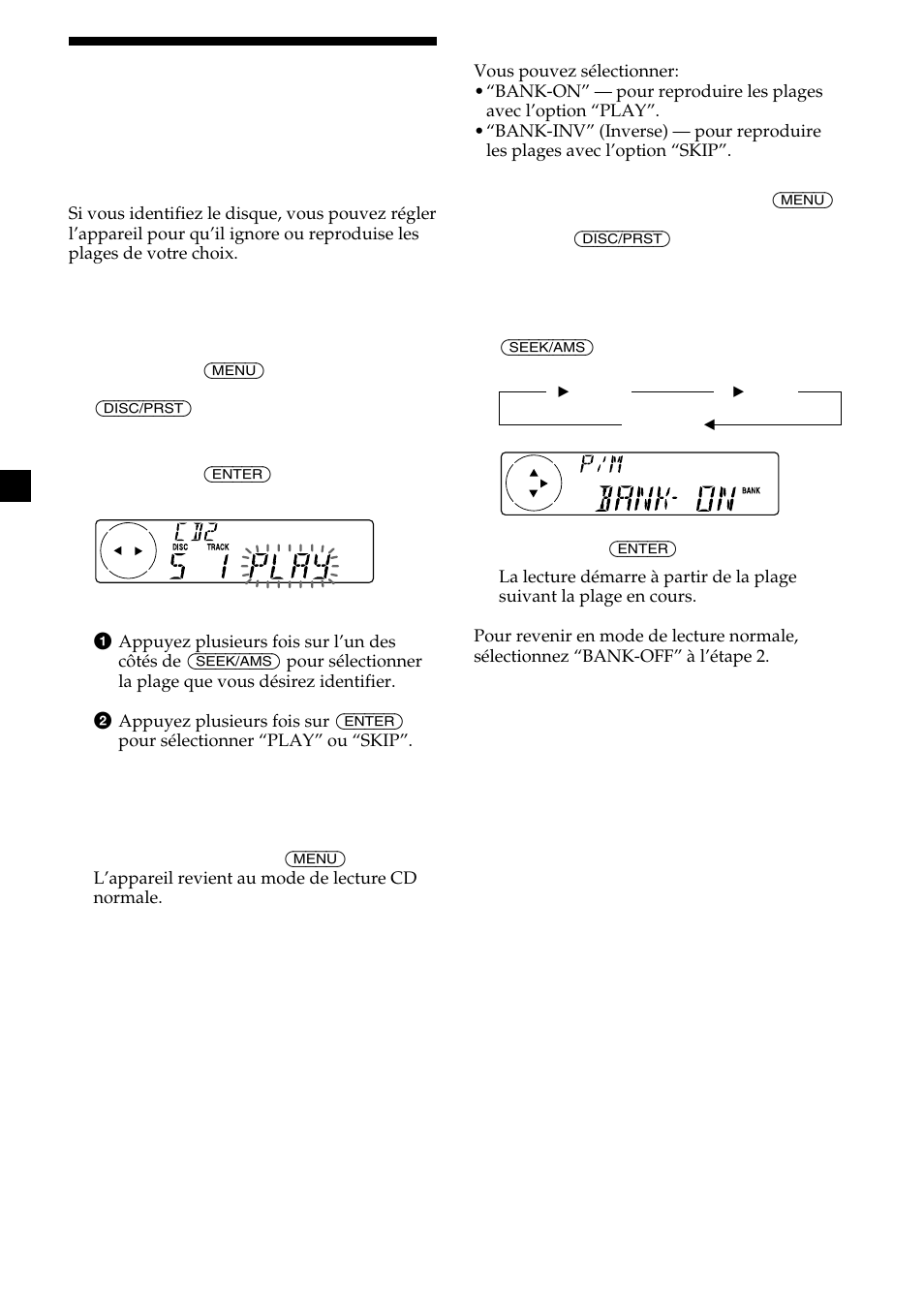 14 sélection de plages déterminées pour la lecture | Sony MDX-CA580 User Manual | Page 74 / 152