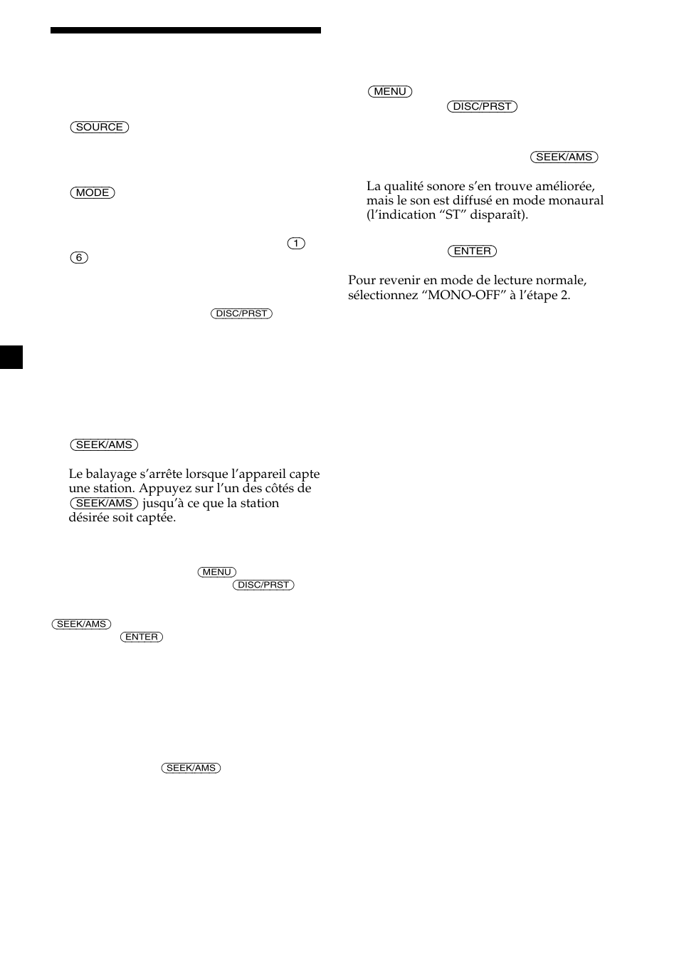 Réception des stations présélectionnées | Sony MDX-CA580 User Manual | Page 76 / 152