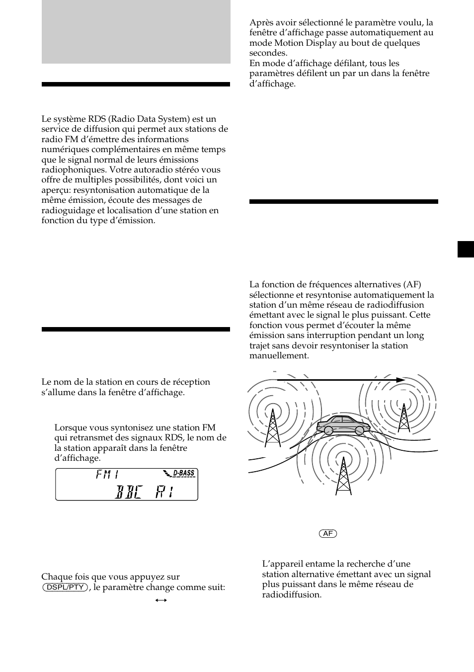 Aperçu de la fonction rds, Affichage du nom de la station, Resyntonisation automatique de la même émission | Sony MDX-CA580 User Manual | Page 77 / 152