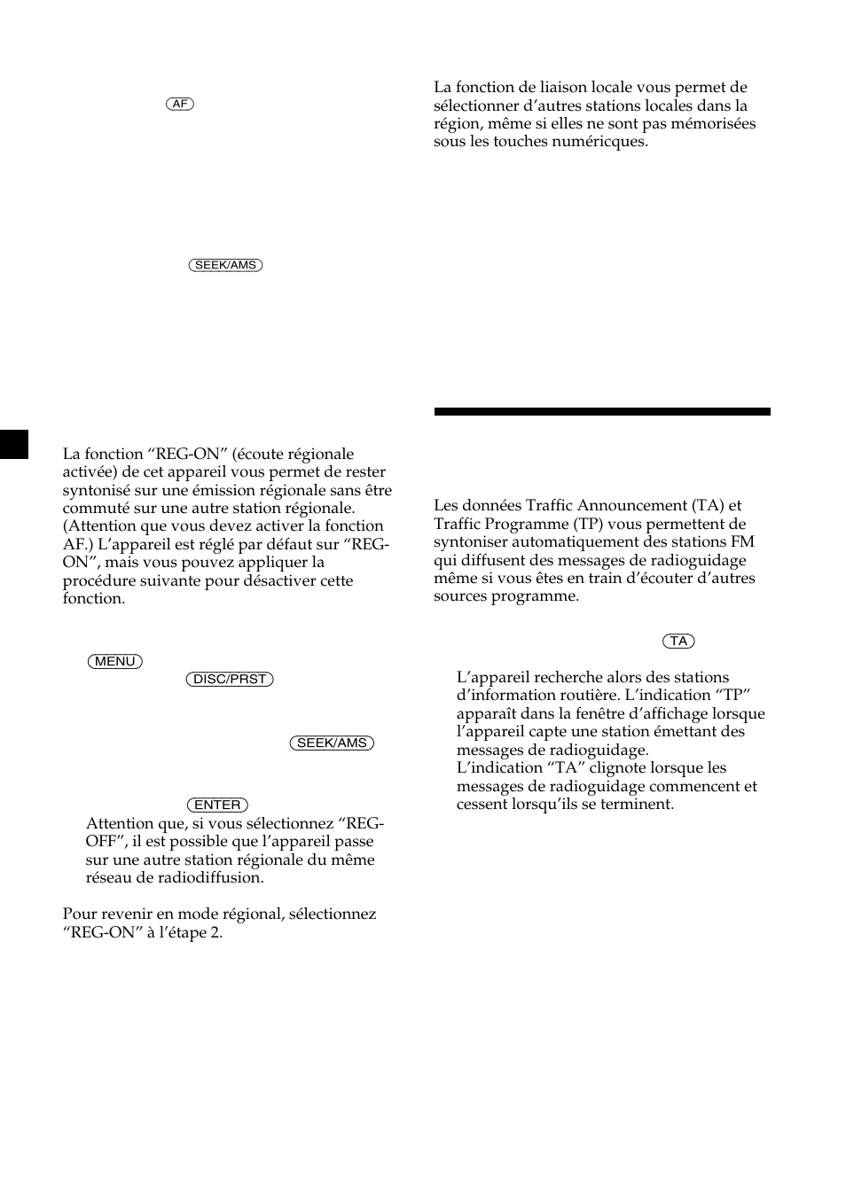 Ecoute des messages de radioguidage | Sony MDX-CA580 User Manual | Page 78 / 152