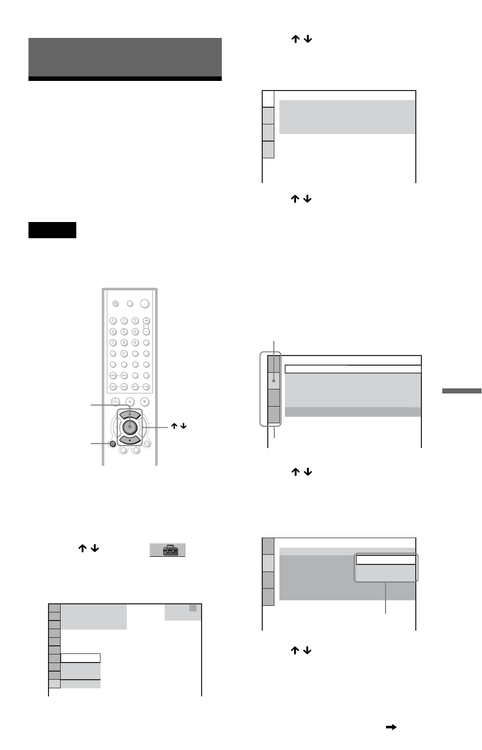 Settings and adjustments, Using the setup display, Press display when the player is in stop mode | Press x / x to select (setup), then press enter, Press x / x to select “custom,” then press enter, Press x / x to select an item, then press enter, Press x / x to select a setting, then press enter | Sony DVP-LS755P User Manual | Page 65 / 84