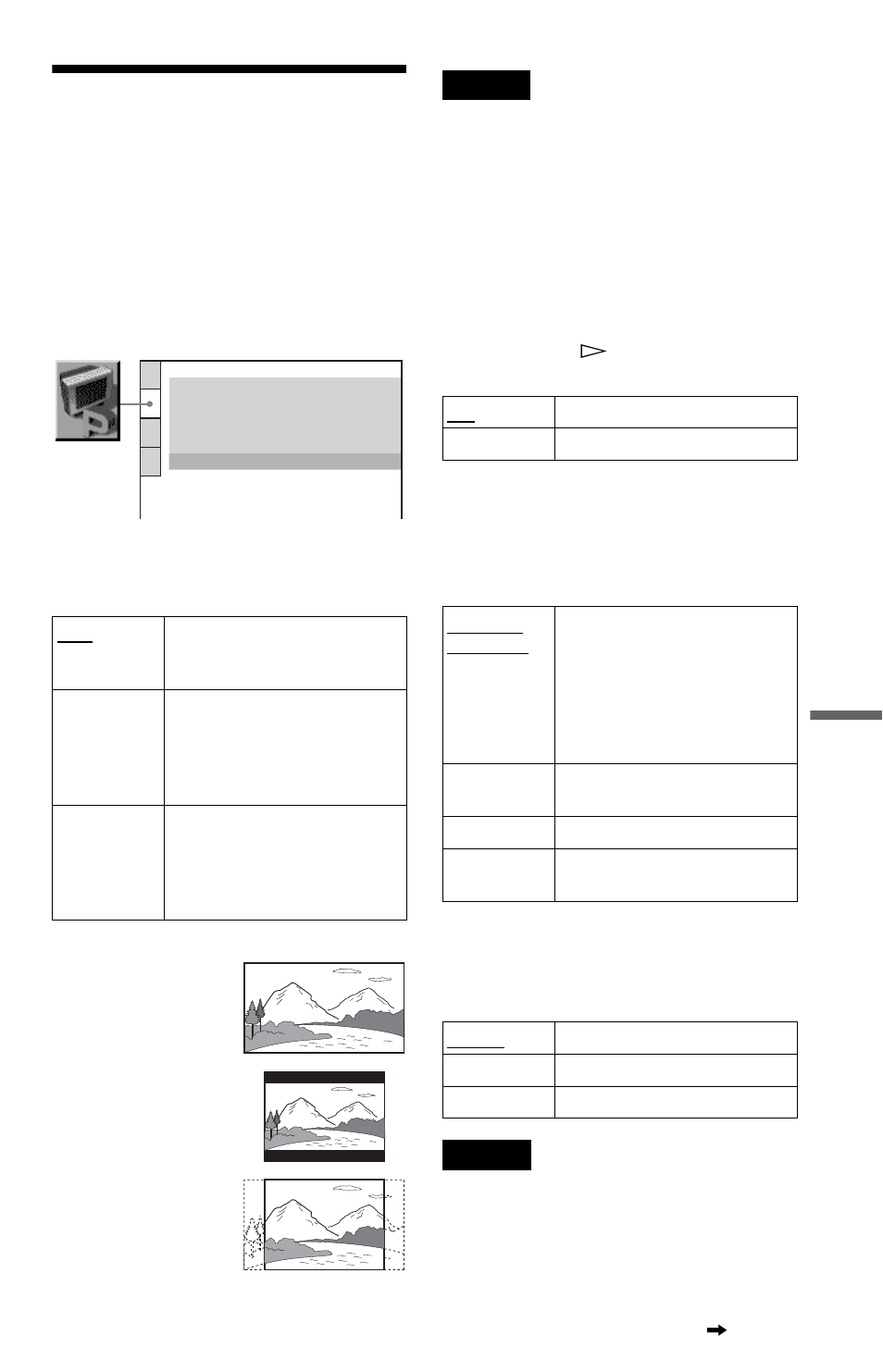 Settings for the display (screen setup), Settings for the display (scree, Settings for the display | Screen setup) | Sony DVP-LS755P User Manual | Page 67 / 84