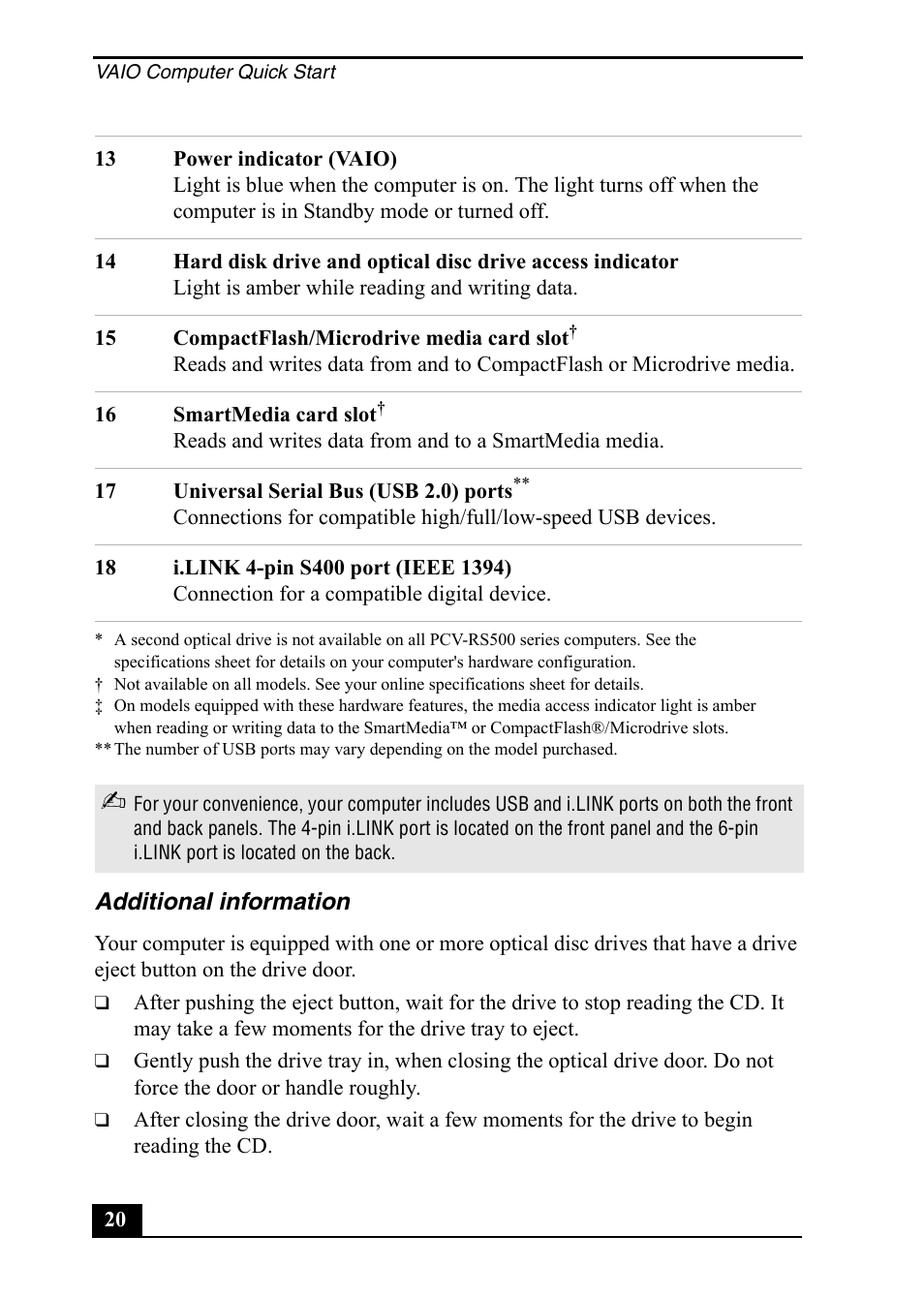 Sony PCV-RS500 User Manual | Page 20 / 44