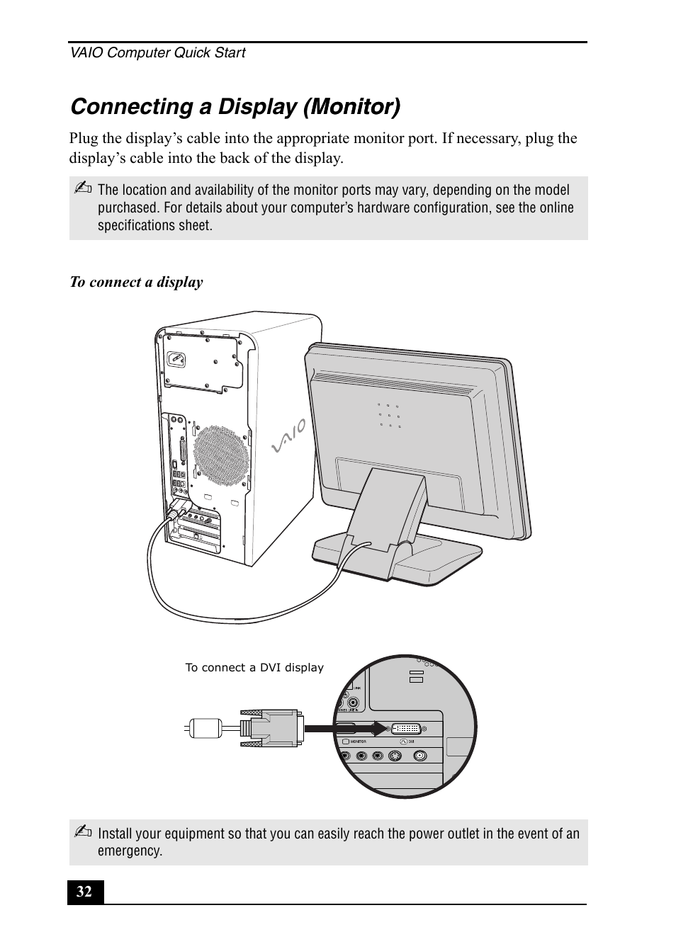 Connecting a display (monitor) monitor) | Sony PCV-RS500 User Manual | Page 32 / 44