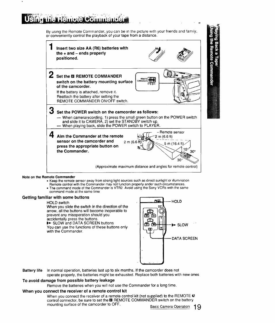 Set the power switch on the camcorder as foliows, I rt, L-i i | Г|1. i, 1111 hi i | Sony CCD-FX310 User Manual | Page 19 / 52