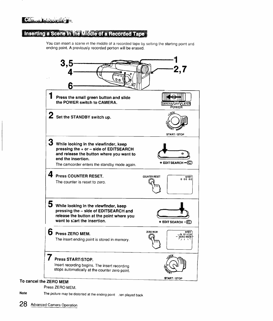 Insertind a scerrelrii, Of a recorded tape | Sony CCD-FX310 User Manual | Page 28 / 52