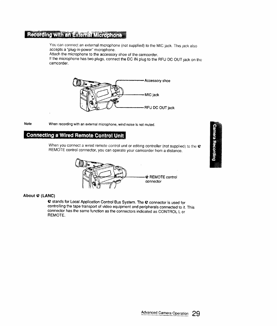 Connecting a wired remote control unit, Gammi | Sony CCD-FX310 User Manual | Page 29 / 52