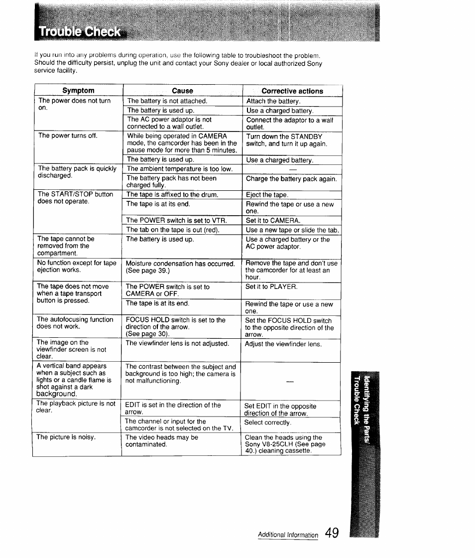 Sony CCD-FX310 User Manual | Page 49 / 52