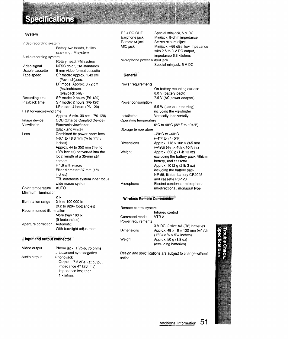 4»%ullti;u!li*iju:ra | Sony CCD-FX310 User Manual | Page 51 / 52