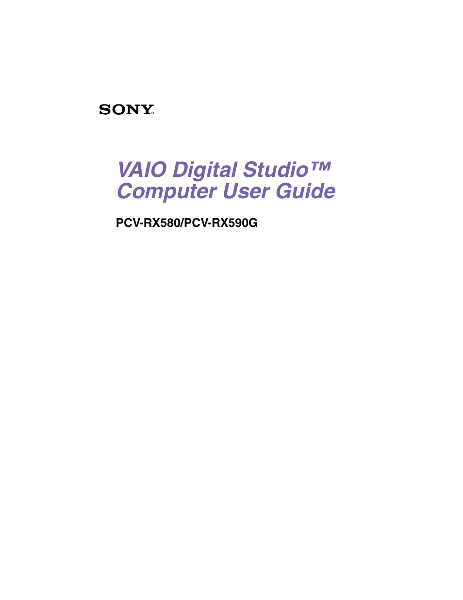 Sony PCV-RX590G User Manual | 39 pages