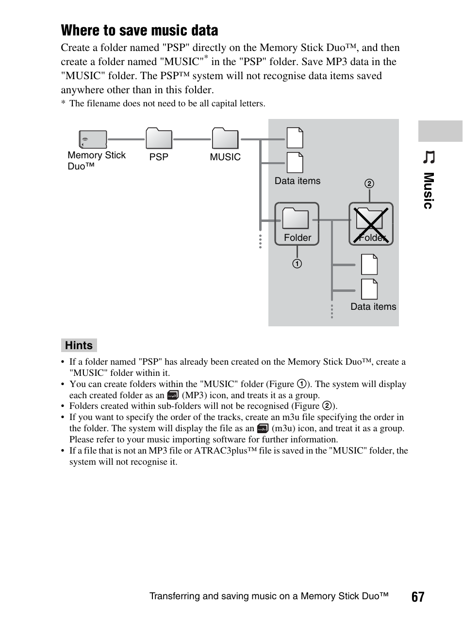 Where to save music data, 67 mu si c | Sony PlayStation Portable PSP-1003 K User Manual | Page 67 / 132