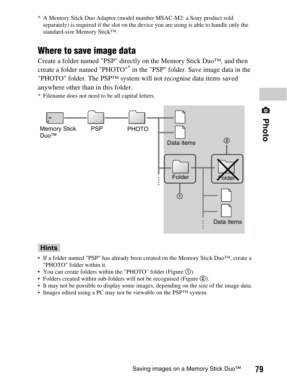 Where to save image data, 79 photo | Sony PlayStation Portable PSP-1003 K User Manual | Page 79 / 132