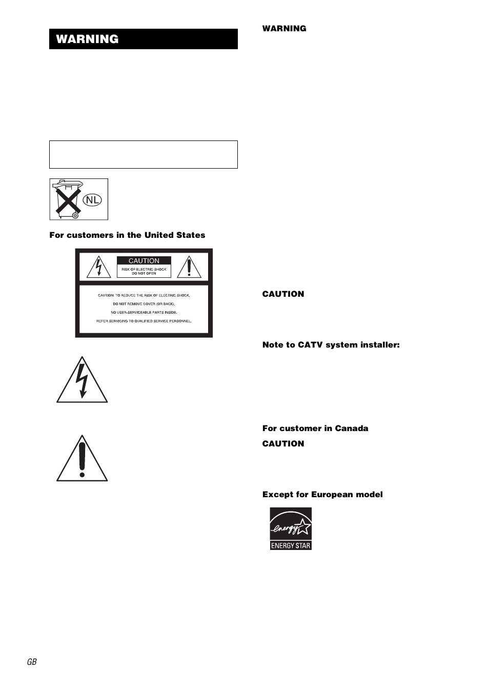 Warning | Sony STR-DB2000 User Manual | Page 2 / 60