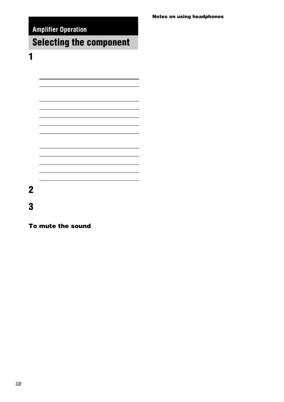 Amplifier operation, Selecting the component | Sony STR-DB2000 User Manual | Page 24 / 60