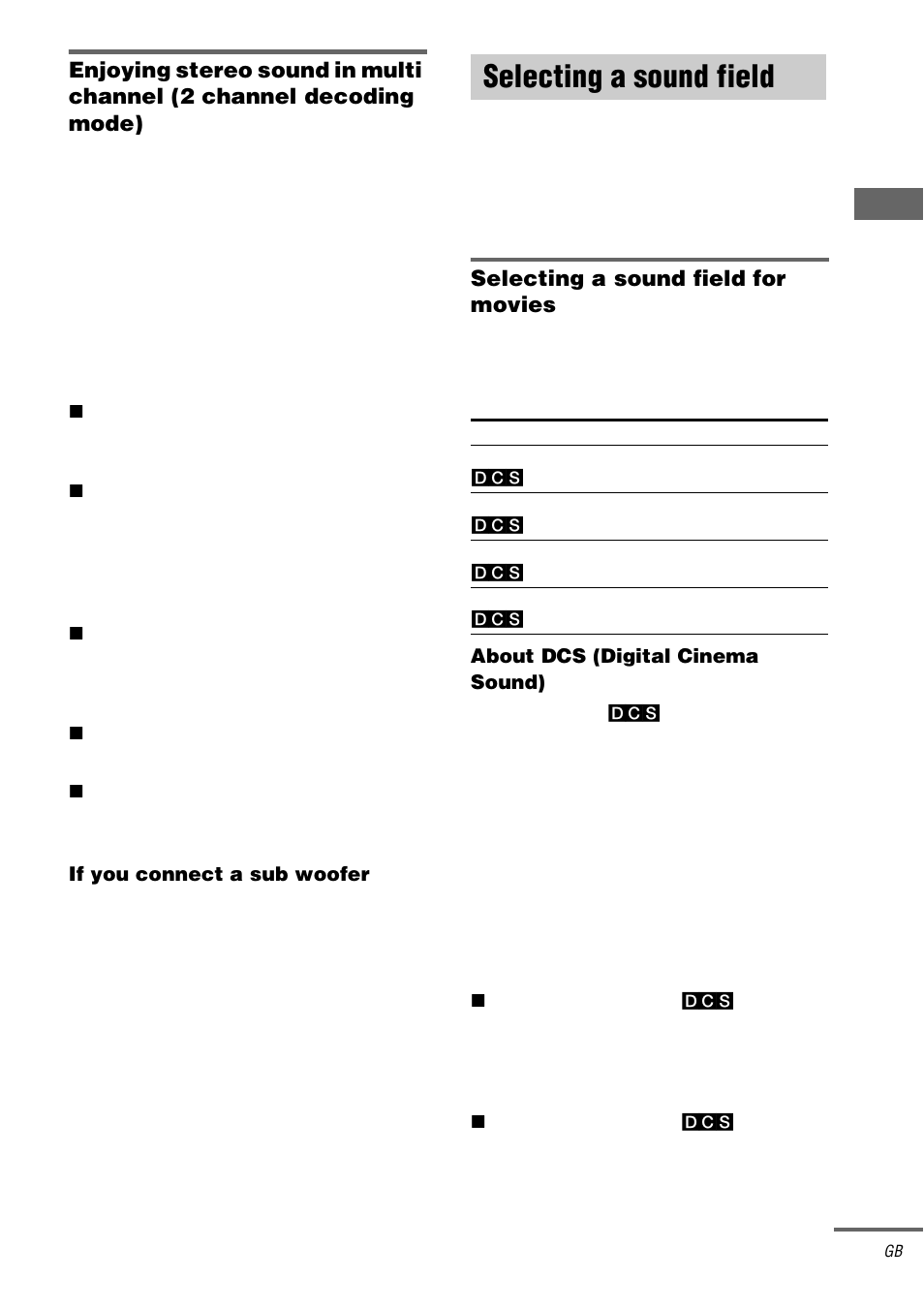 Selecting a sound field, Selecting a sound field for movies | Sony STR-DB2000 User Manual | Page 33 / 60