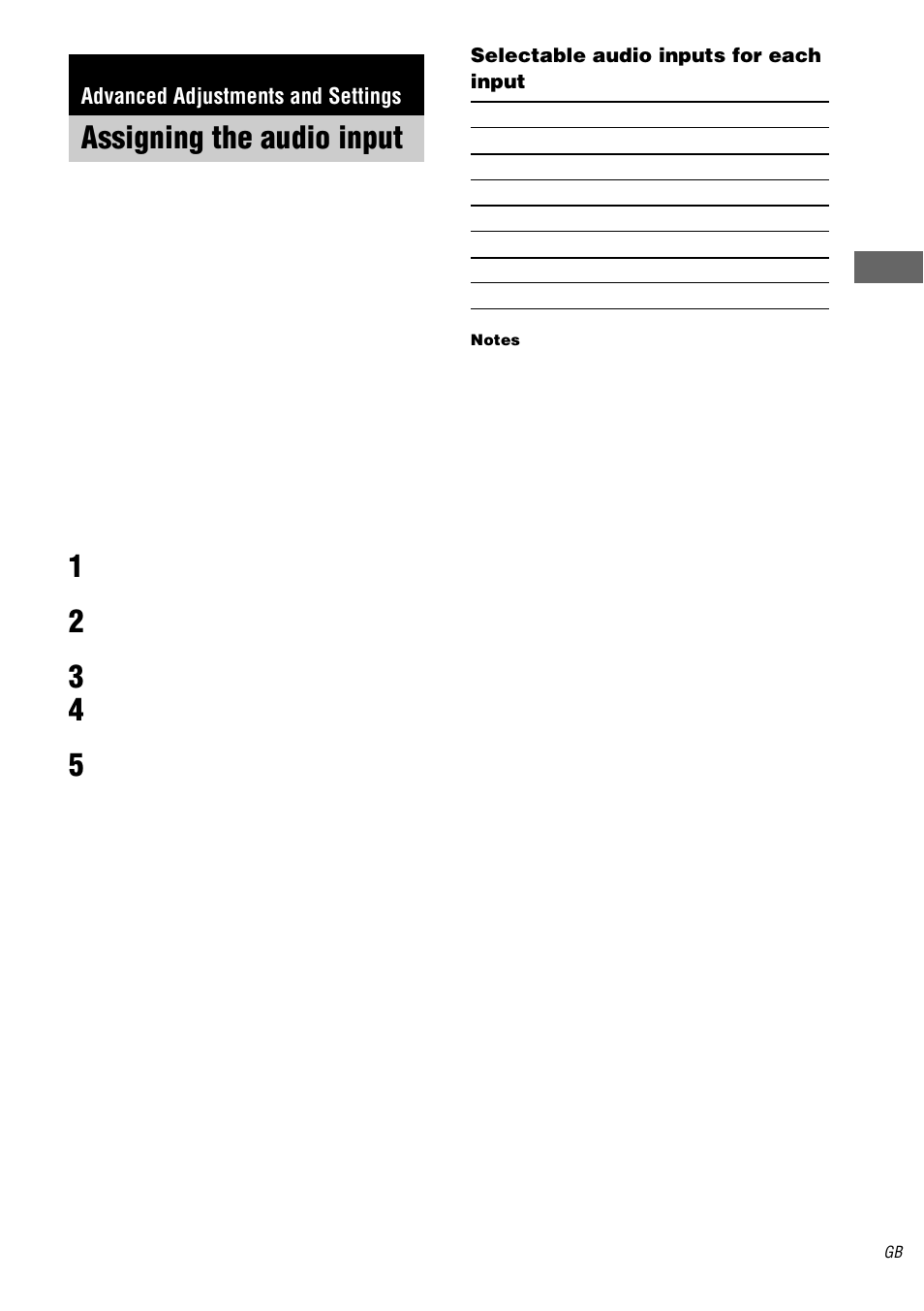 Advanced adjustments and settings, Assigning the audio input, Digital assign | Sony STR-DB2000 User Manual | Page 37 / 60