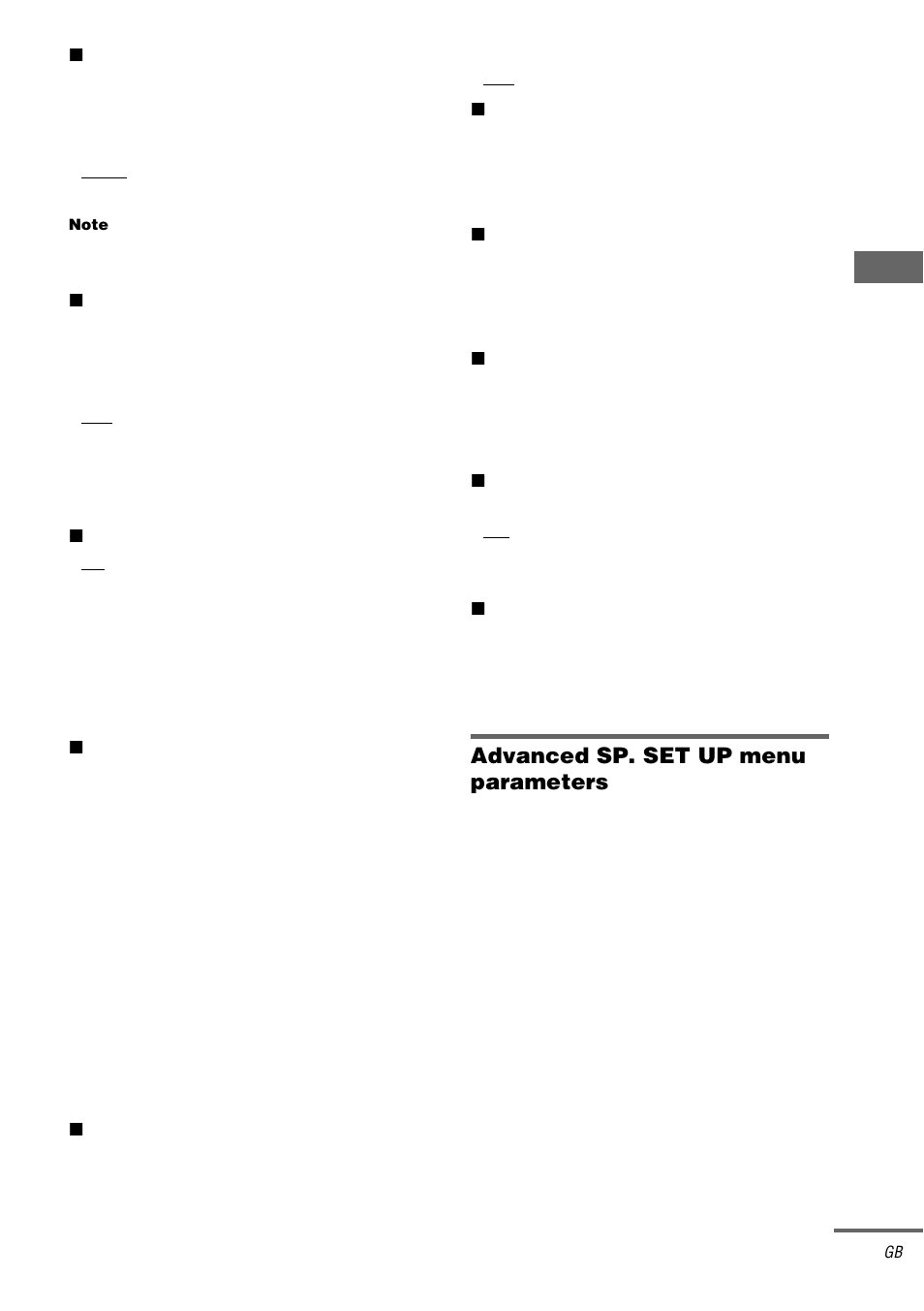 Advanced sp. set up menu parameters | Sony STR-DB2000 User Manual | Page 41 / 60