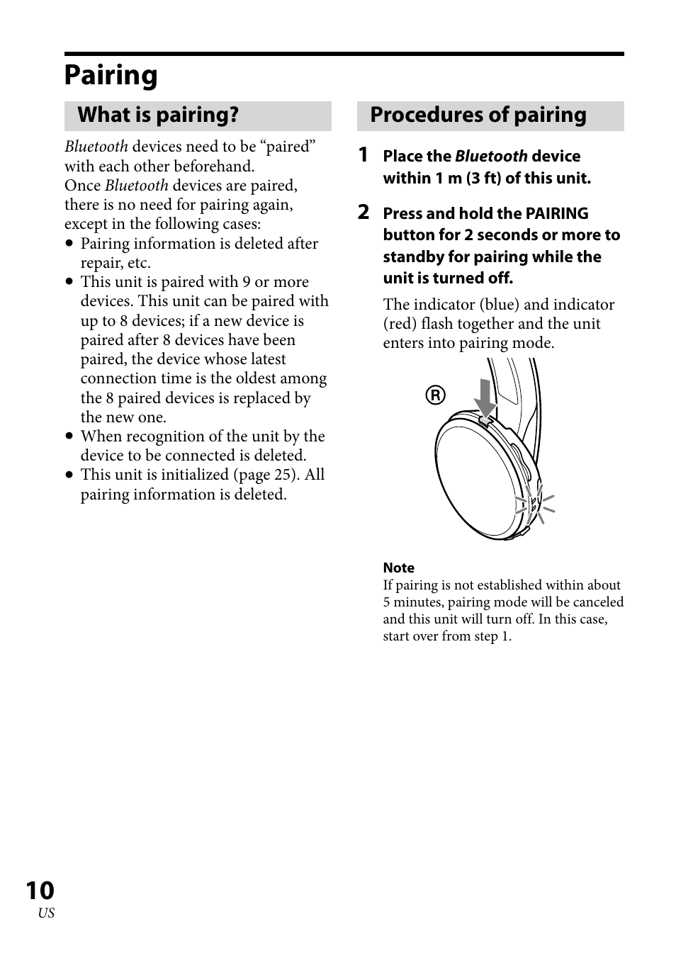 Pairing, What is pairing, Procedures of pairing | Procedures of pairing 1 | Sony 4-130-181-52(1) User Manual | Page 10 / 56