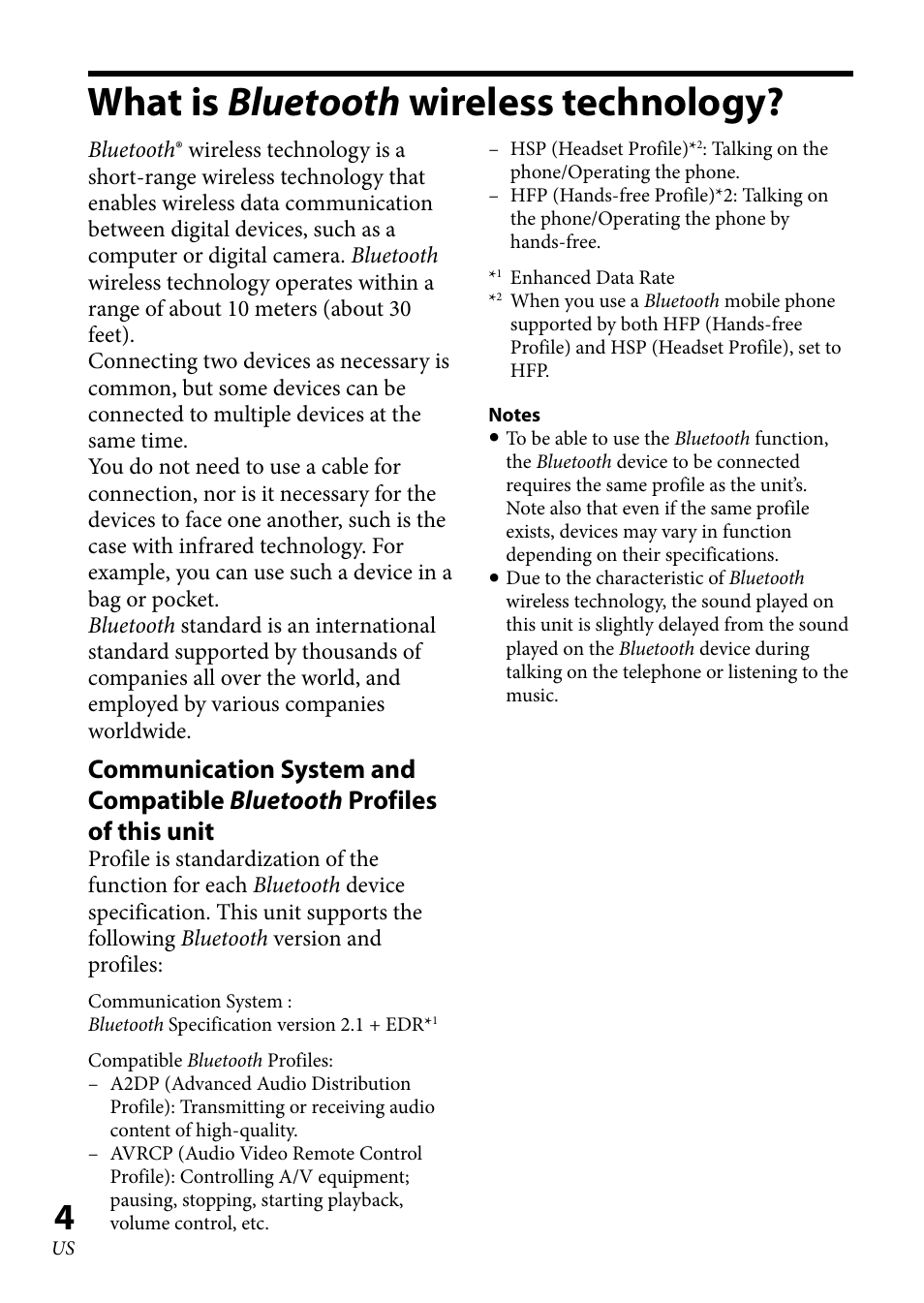 What is bluetooth wireless technology, What is bluetooth wireless, Technology | Sony 4-130-181-52(1) User Manual | Page 4 / 56