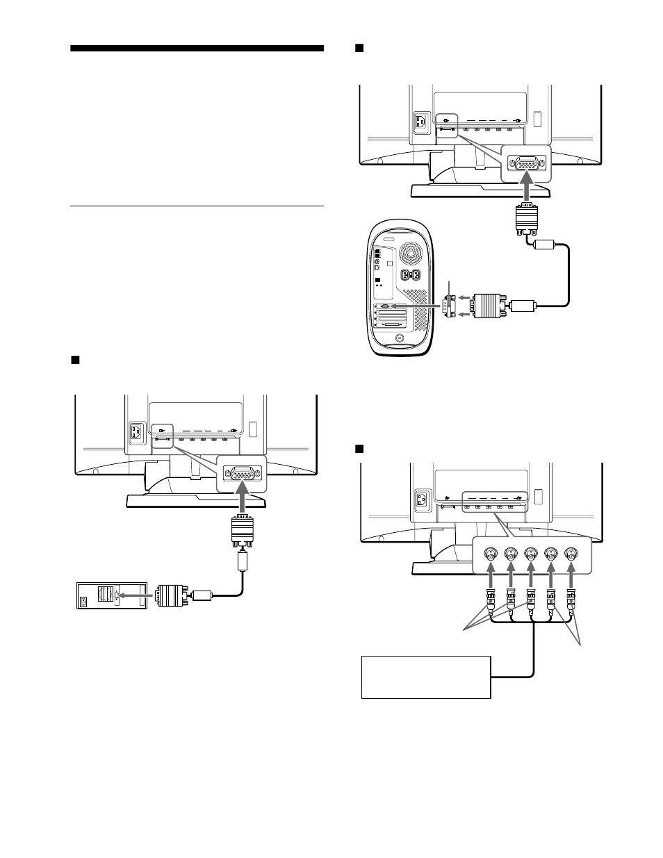 Instalación, Paso 1: conexión del monitor al ordenador, Xconexión a los cinco conectores bnc | Sony GDM-FW900 User Manual | Page 60 / 132