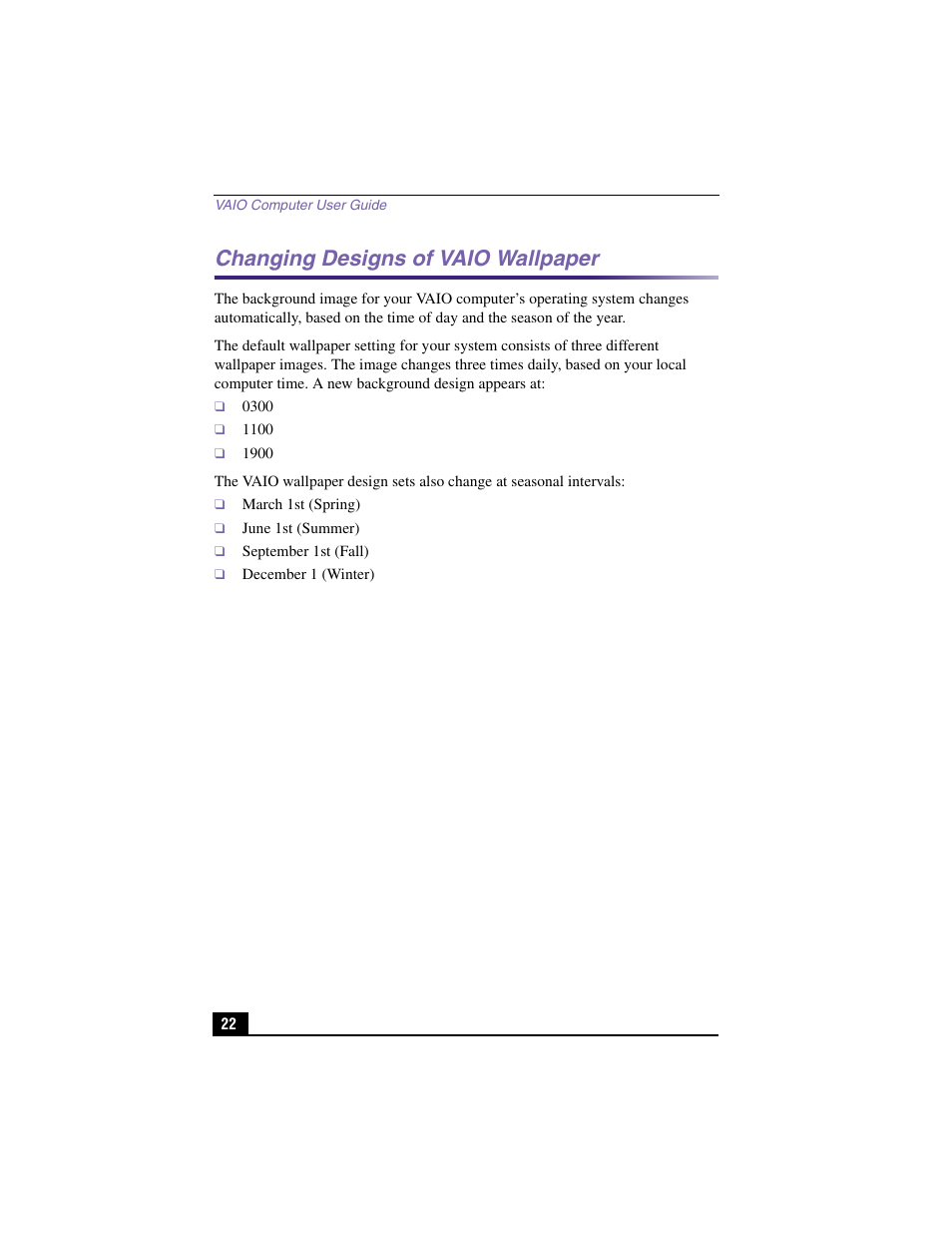 Changing designs of vaio wallpaper | Sony PCV-J200 User Manual | Page 22 / 94