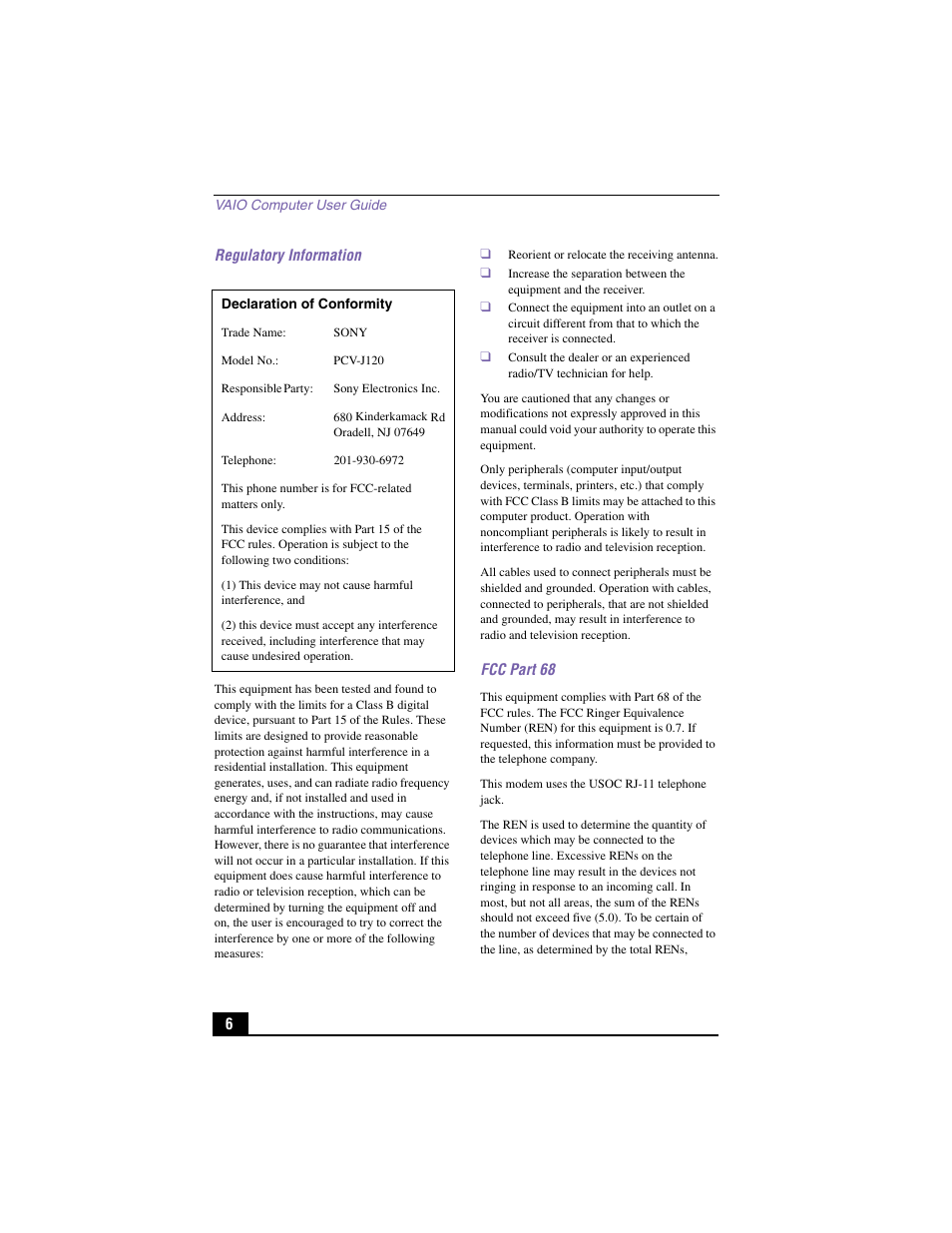 Sony PCV-J200 User Manual | Page 6 / 94