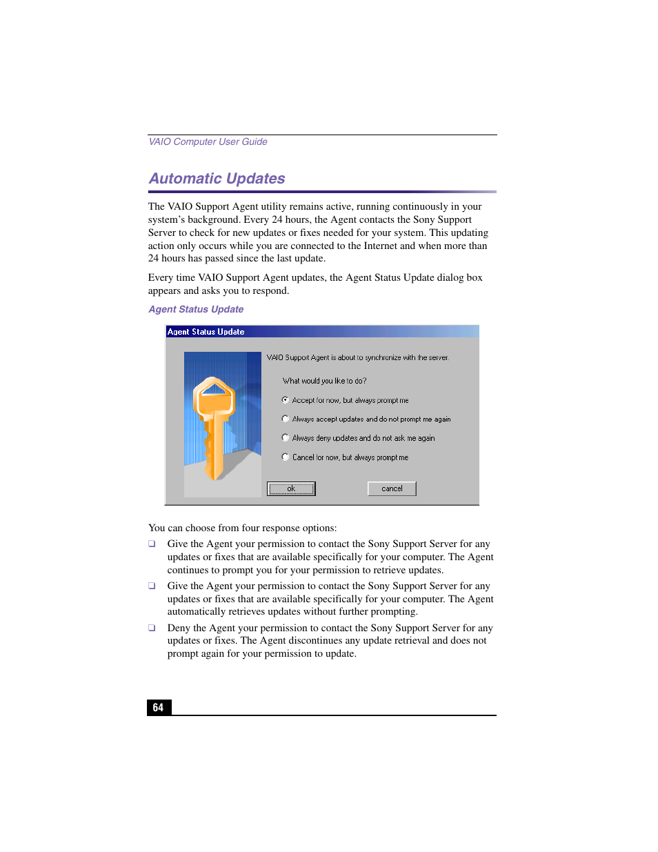 Automatic updates | Sony PCV-J200 User Manual | Page 64 / 94