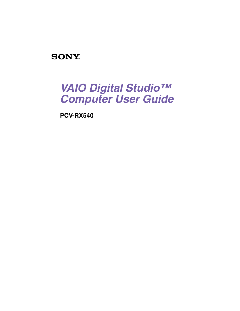 Sony PCV-RX540 User Manual | 29 pages