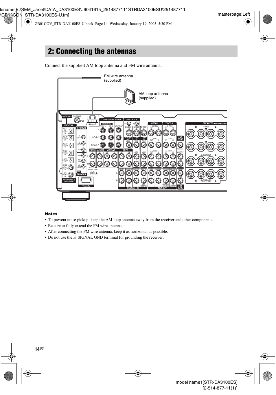 Connecting the antennas | Sony STR-DA3100ES User Manual | Page 14 / 80