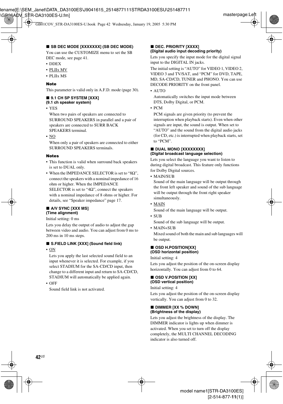 Sony STR-DA3100ES User Manual | Page 42 / 80