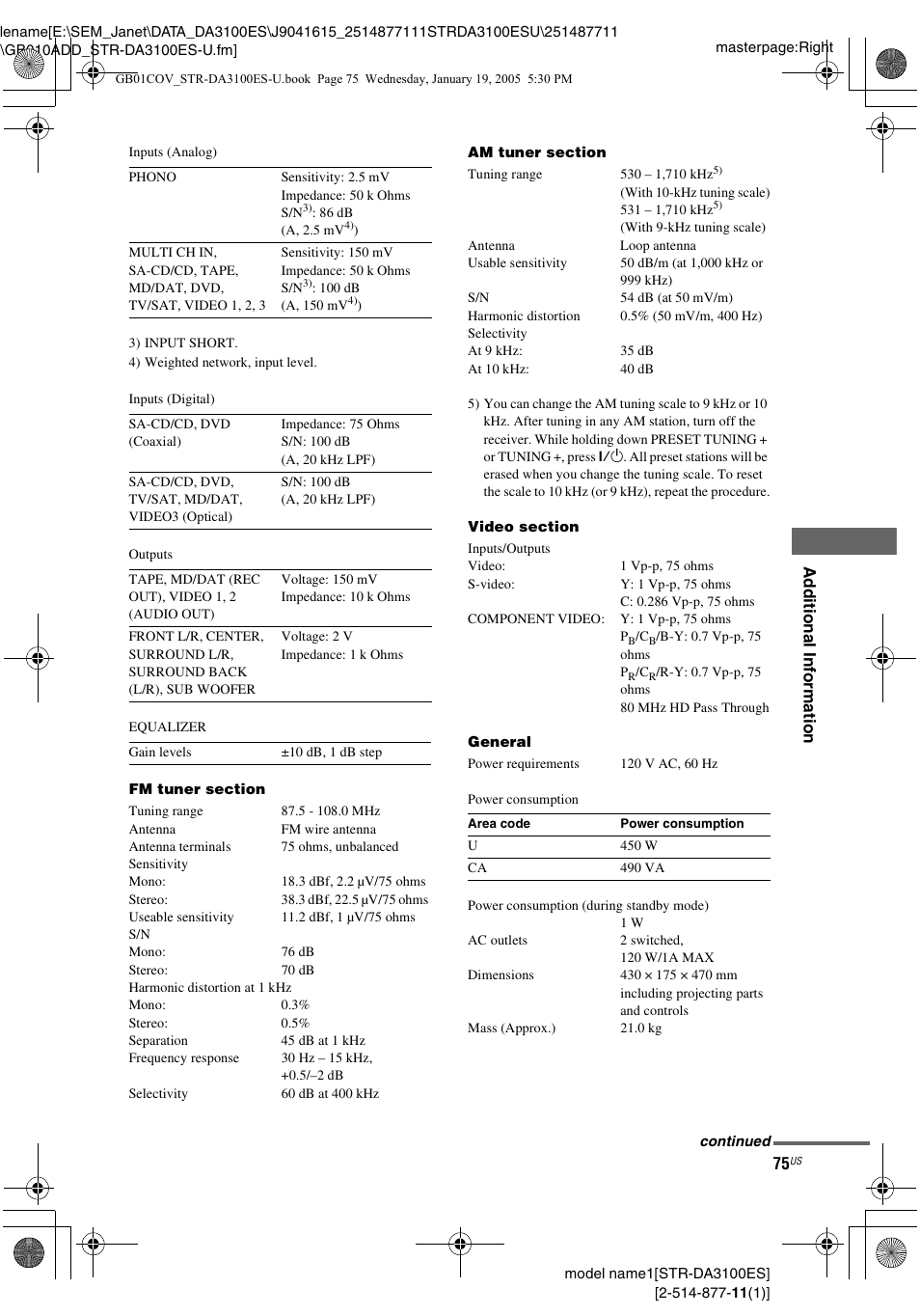 Sony STR-DA3100ES User Manual | Page 75 / 80
