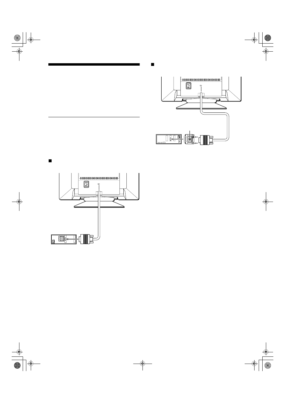 Instalación, Paso 1: conexión del monitor al ordenador, X conexión a un ordenador ibm pc/at o compatible | X conexión a un ordenador macintosh o compatible, Paso 1 | Sony CPD-E400 User Manual | Page 38 / 52