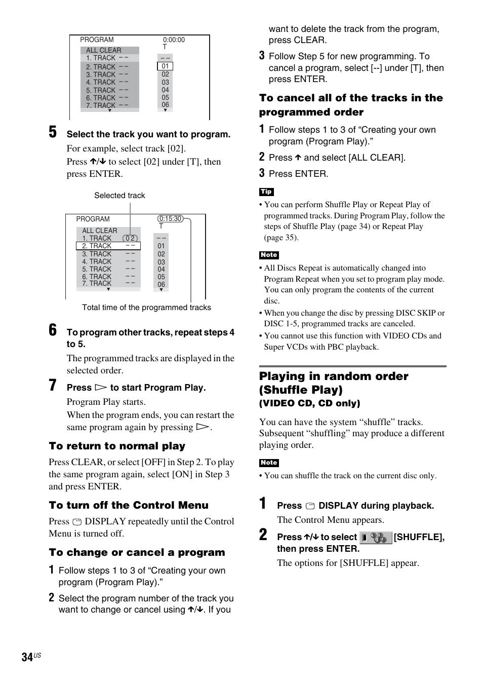 Playing in random order (shuffle play) | Sony DX250 User Manual | Page 34 / 96