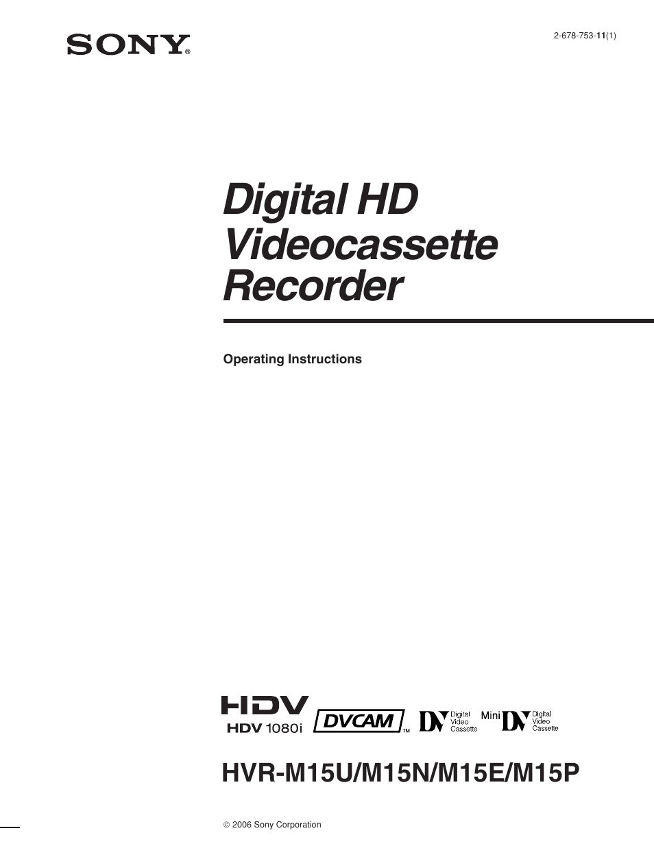 Sony HVR-M15P User Manual | 80 pages