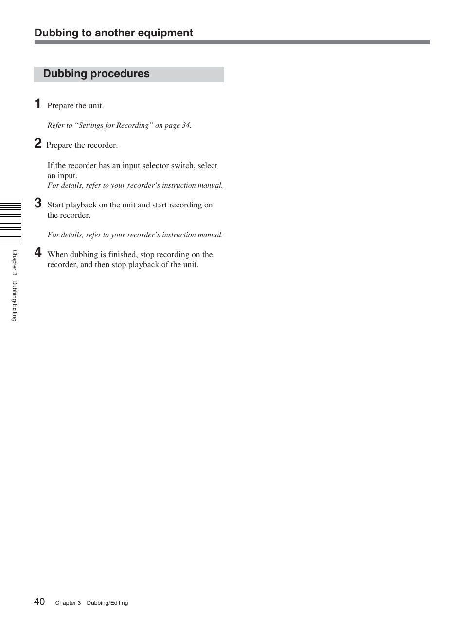 Dubbing procedures | Sony HVR-M15P User Manual | Page 40 / 80