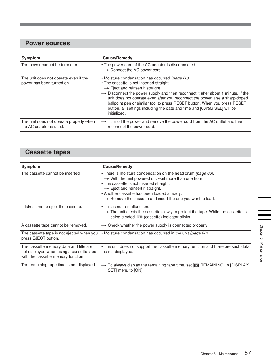 Power sources, Cassette tapes | Sony HVR-M15P User Manual | Page 57 / 80