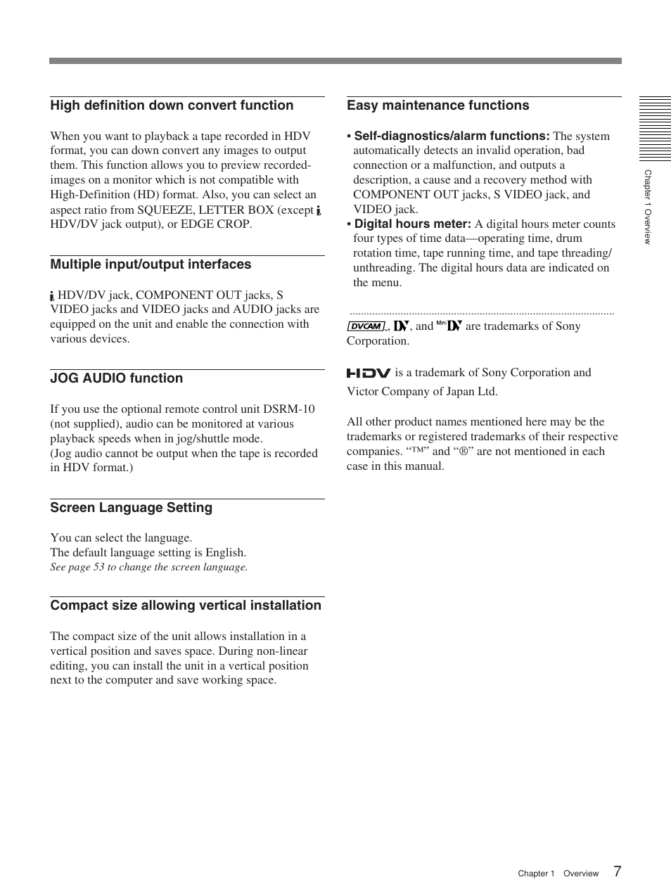 Sony HVR-M15P User Manual | Page 7 / 80