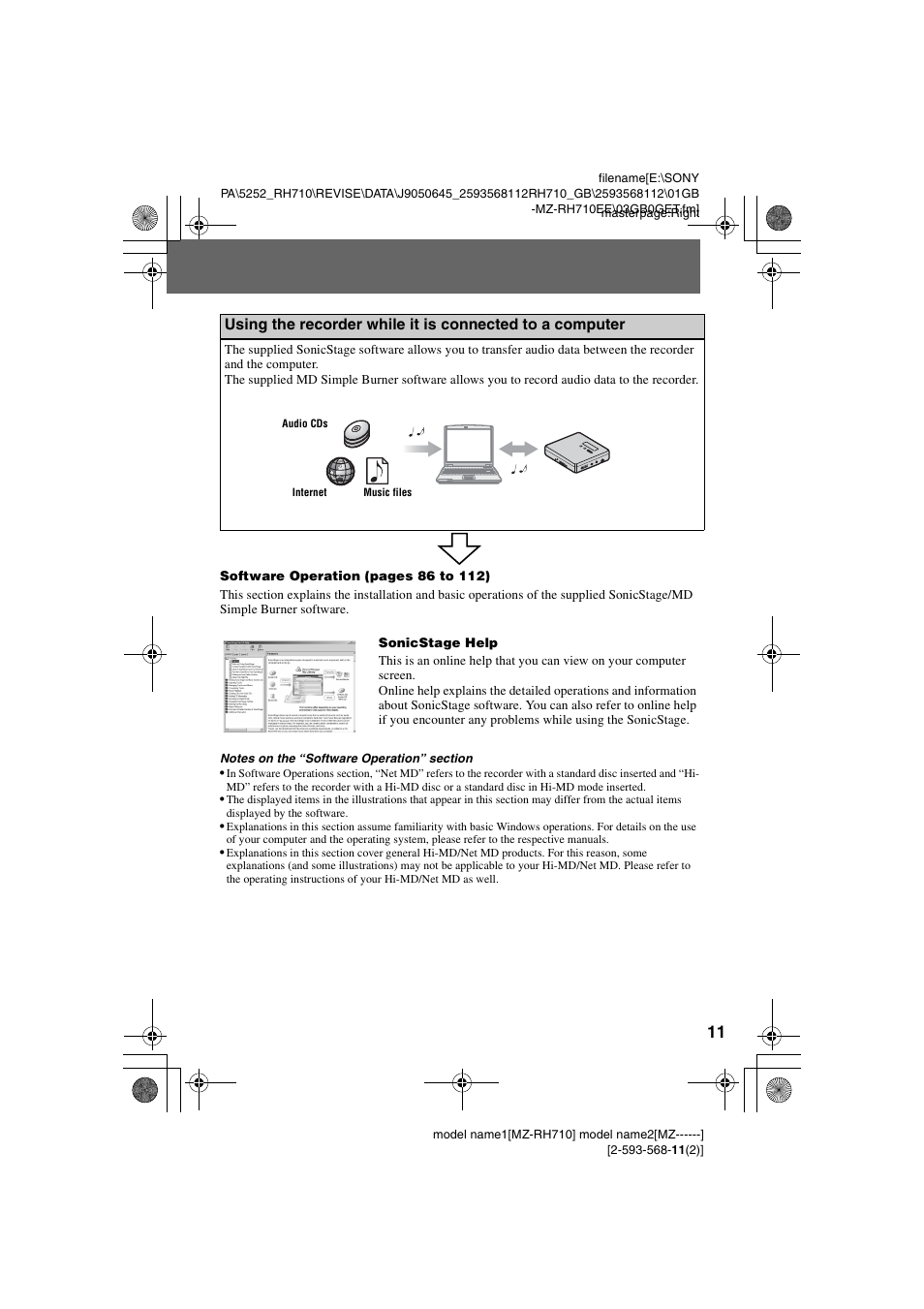 Sony Portable MD Recorder MZ-RH710 User Manual | Page 11 / 115