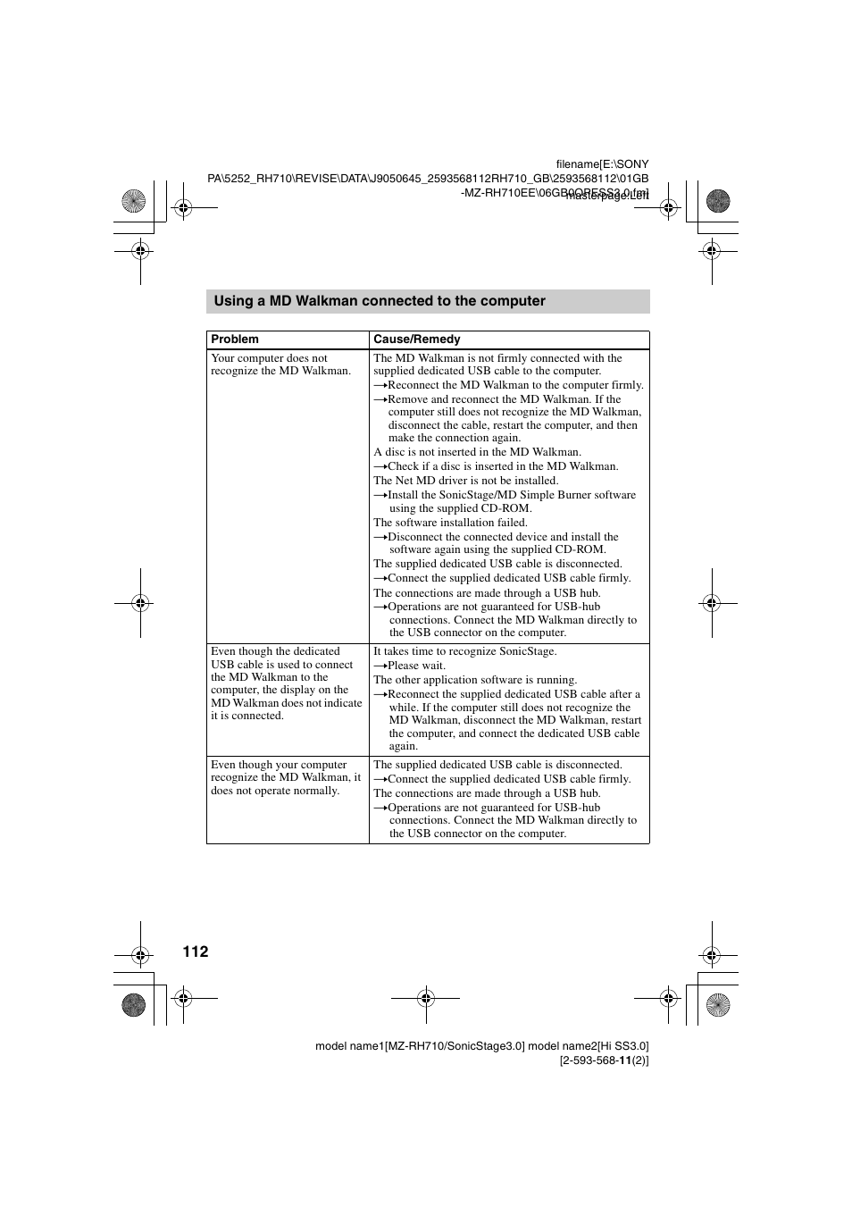 Using a md walkman connected to the computer | Sony Portable MD Recorder MZ-RH710 User Manual | Page 112 / 115