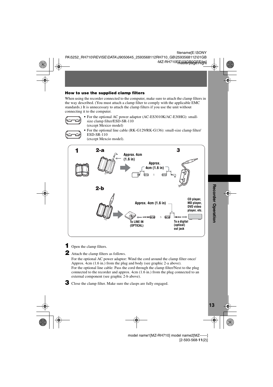 Sony Portable MD Recorder MZ-RH710 User Manual | Page 13 / 115
