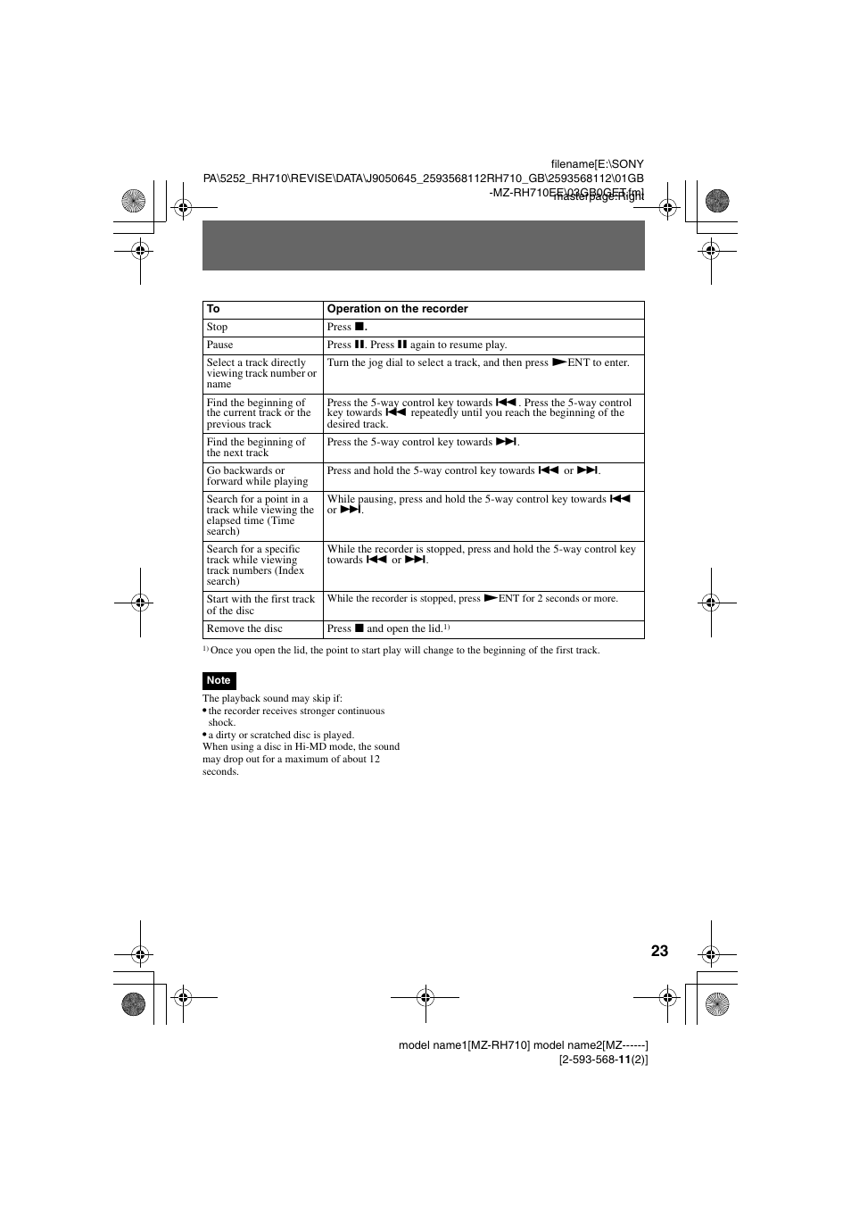 Sony Portable MD Recorder MZ-RH710 User Manual | Page 23 / 115