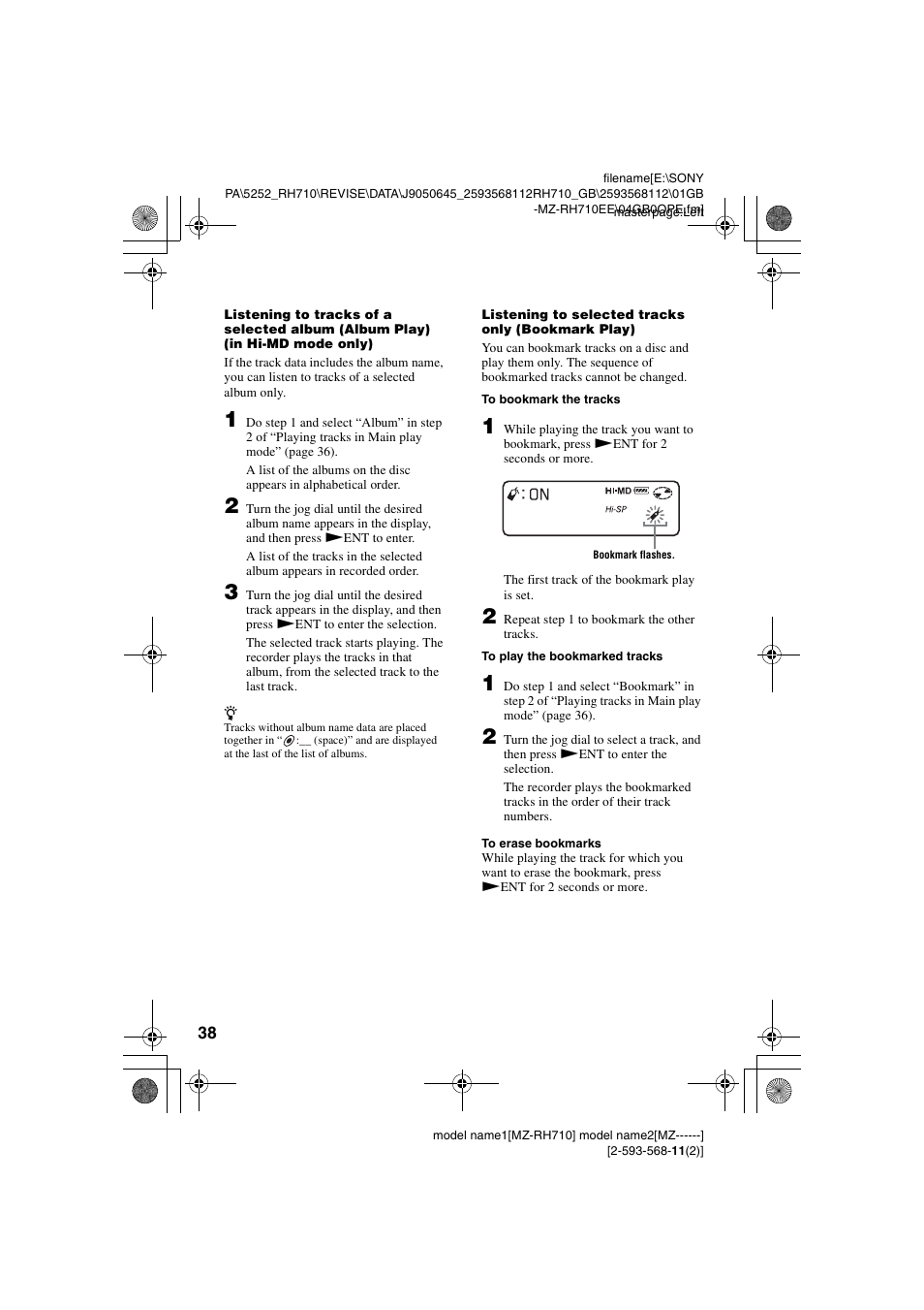 Sony Portable MD Recorder MZ-RH710 User Manual | Page 38 / 115