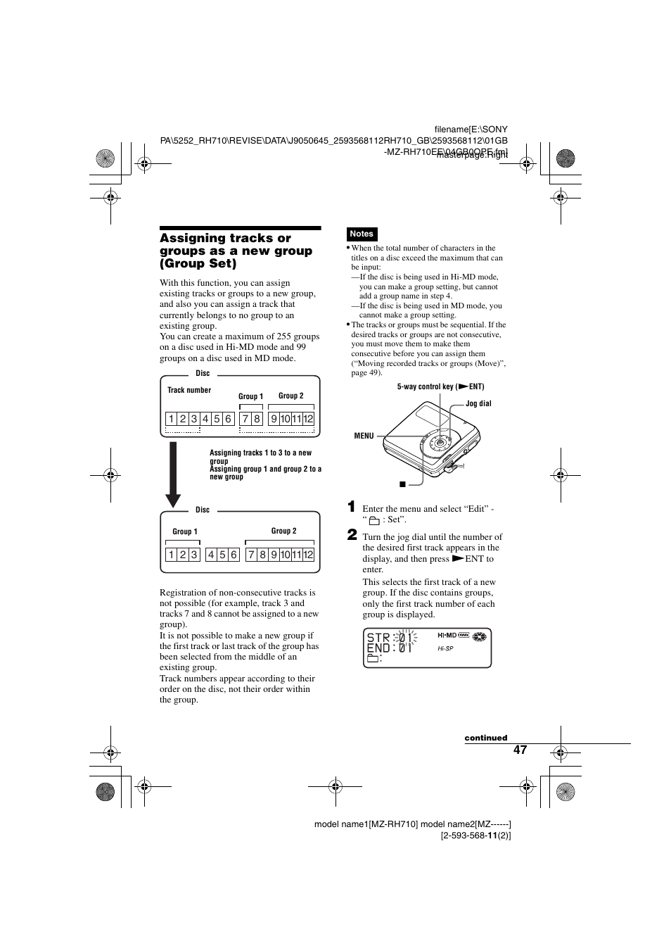 Sony Portable MD Recorder MZ-RH710 User Manual | Page 47 / 115