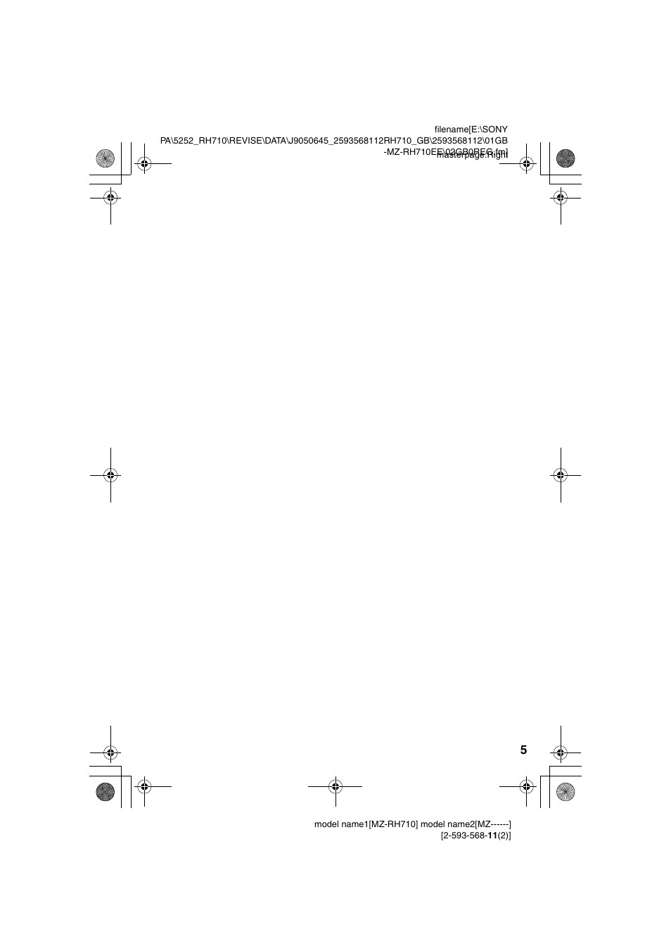 Sony Portable MD Recorder MZ-RH710 User Manual | Page 5 / 115