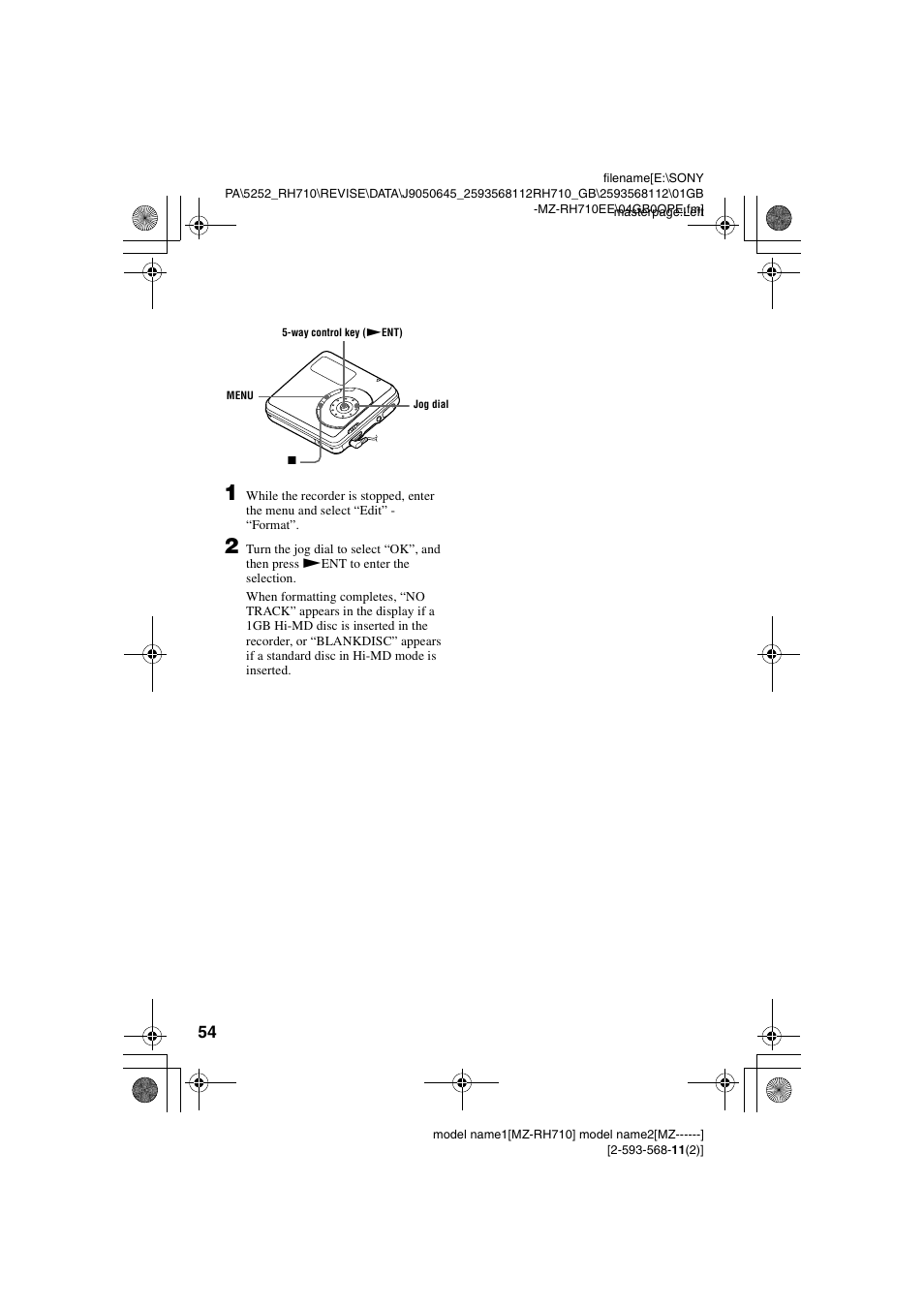 Sony Portable MD Recorder MZ-RH710 User Manual | Page 54 / 115