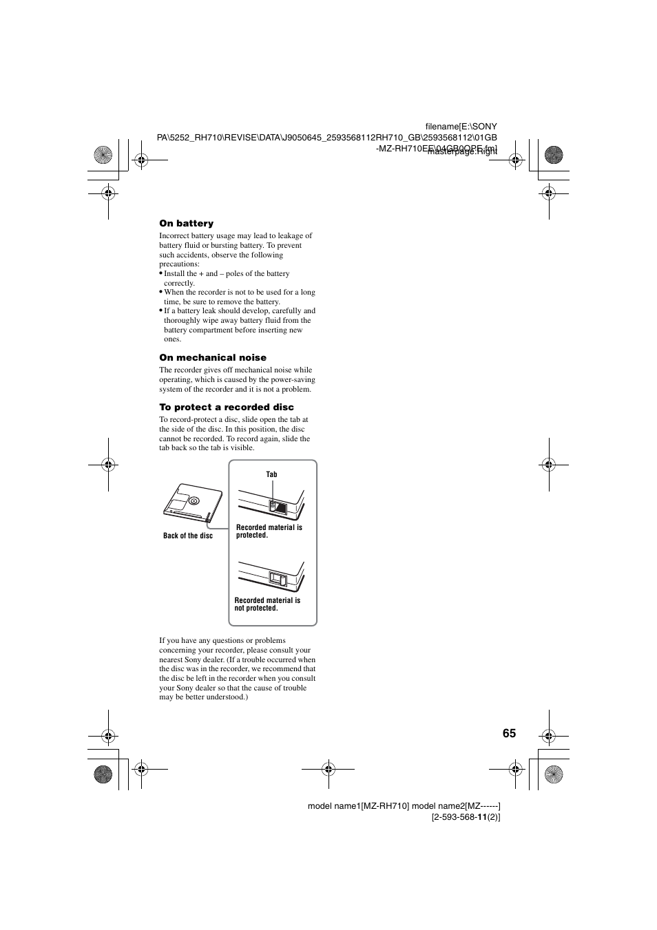 Sony Portable MD Recorder MZ-RH710 User Manual | Page 65 / 115