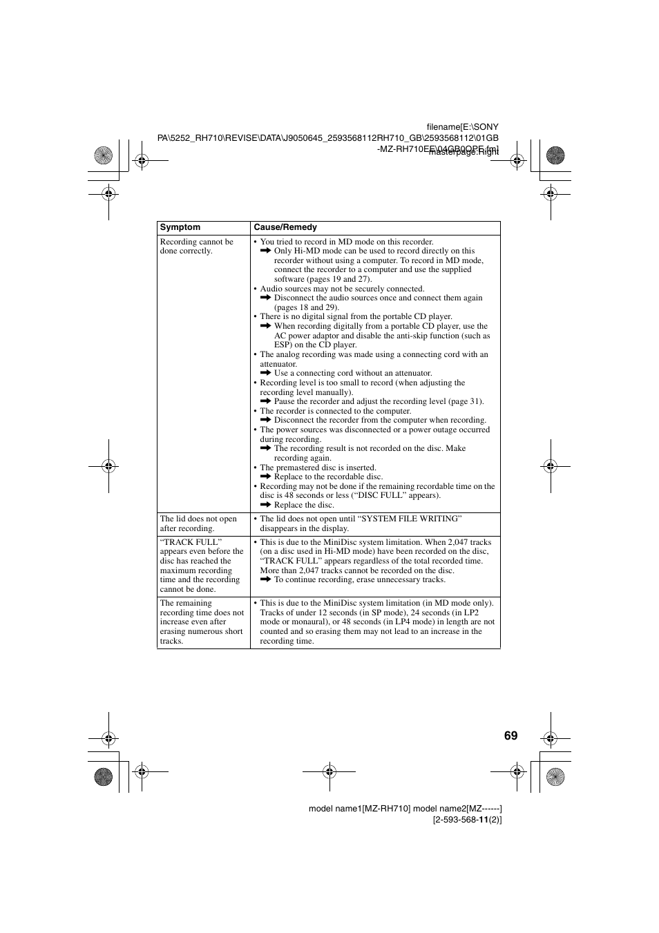 Sony Portable MD Recorder MZ-RH710 User Manual | Page 69 / 115