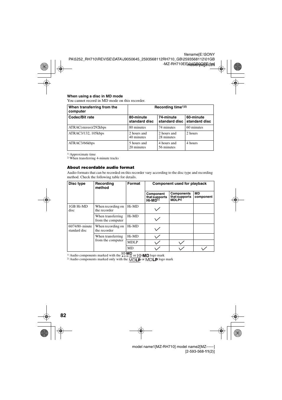 Sony Portable MD Recorder MZ-RH710 User Manual | Page 82 / 115