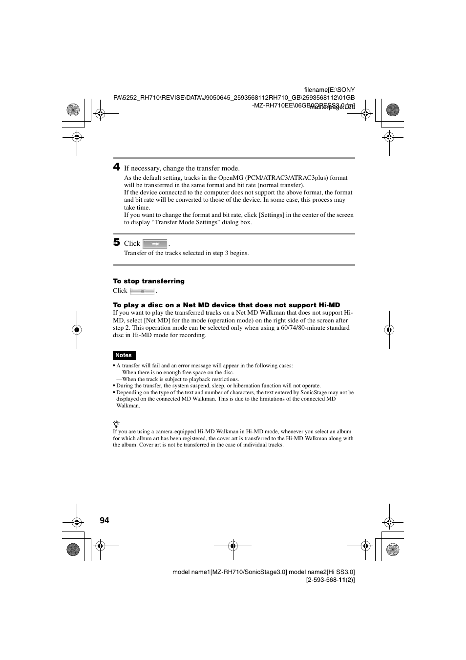 Sony Portable MD Recorder MZ-RH710 User Manual | Page 94 / 115